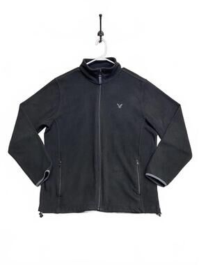 American Eagle Black Full Zip Fleece Jacket Size Inside Pockets Size XL
